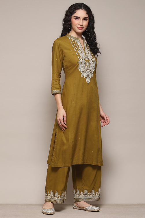 Blue & Rust LIVA Straight Printed 2 Piece Set image number 5