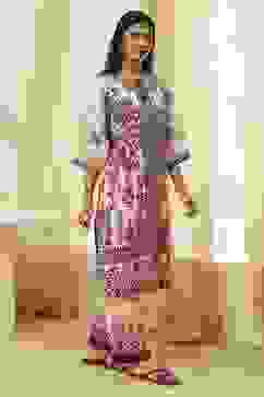 Beige and Brown Pure Cotton Printed Kurta Set image number 5