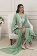 Green Viscose Rayon Straight Suit Set image number 0