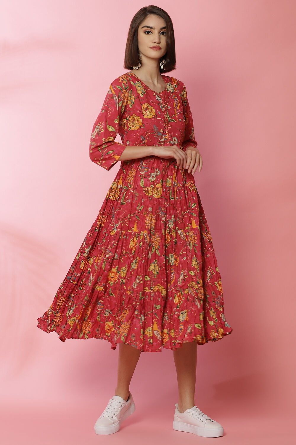 Pink Cotton Fusion Dress image number 3