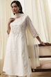 Off-White Embroidered Kalidar Suit Set image number 7