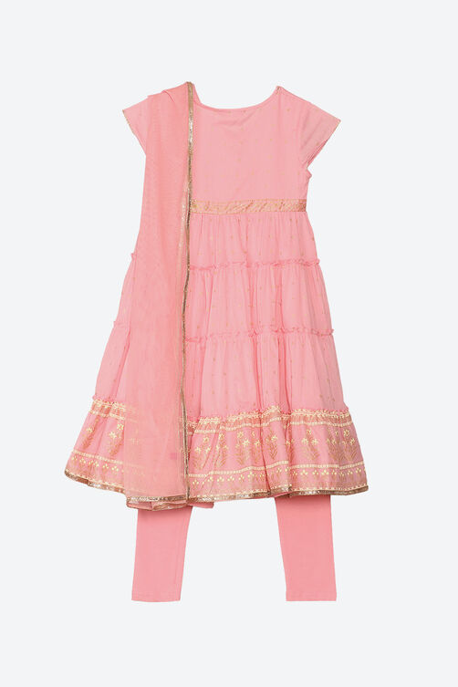Light Pink Cotton Anarkali Suit image number 2