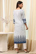 Blue Cotton Printed Straight Kurta image number 3