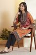 Rust Viscose Rayon Geometric Printed A-Line Kurta