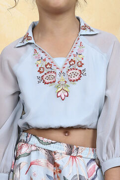 Blue Georgette Dyed Relaxed Lehenga Set image number 1
