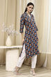 Blue Cotton Printed Straight Kurta image number 4