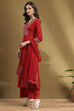 Red Cotton Printed Festive A-Line Suit Set image number 3