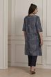 Blue Cotton Straight Kurta image number 3
