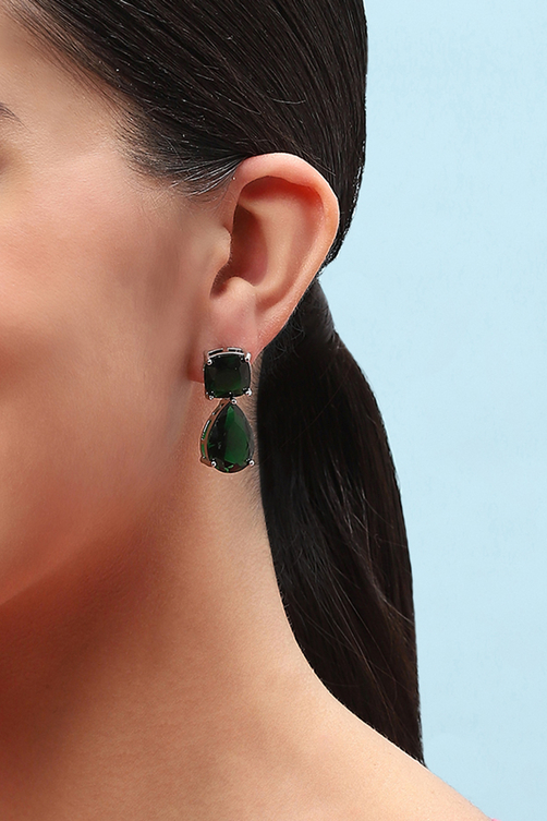 Green Brass Earrings image number 3