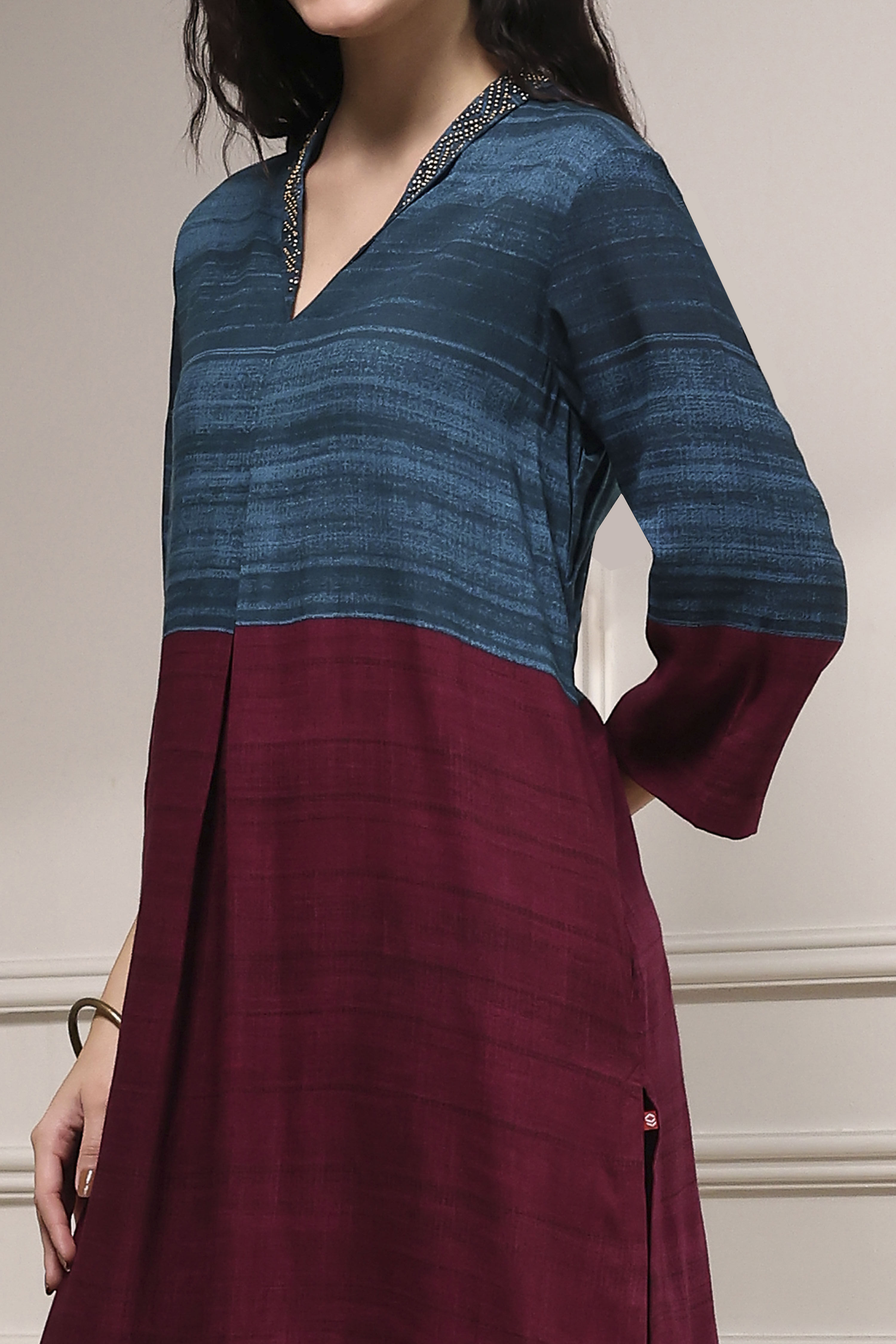 Teal Viscose Rayon Straight Printed Kurta Pants Set image number 1