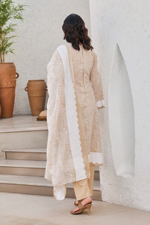 Mauve Cotton Blend Digital Print Unstitched Suit Set  image number 3