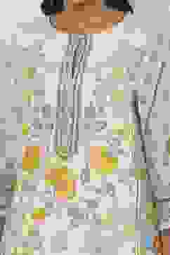 Off-White Cotton Printed Straight Kurta image number 1