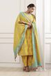 Yellow Cotton Printed Straight Suit Set