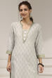 Beige Cotton Modal Digital Print Unstitched Suit Set image number 2