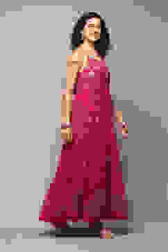 Fuchsia Polyester Tiered Dress image number 4