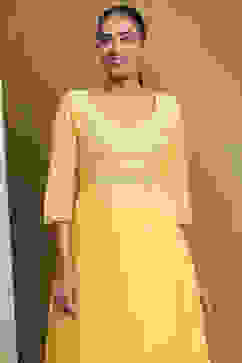 Yellow Embroidered Anarkali Suit Set image number 1