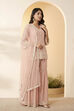 Blush Pink Embroidered Sharara Set with Net Dupatta image number 3
