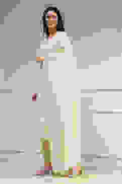 White Tissue Applique Unstitched Suit Set image number 4