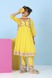 Yellow Cotton Solid Kalidar Suit Set