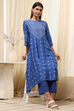 Blue Shantoon Asymmetric Suit Set