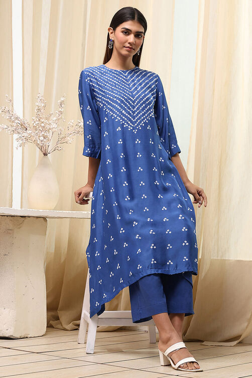 Blue Shantoon Asymmetric Suit Set image number 0