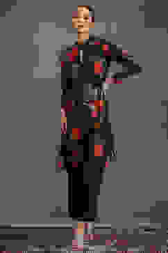 Rohit Bal Black Silk Chanderi Floral Printed Straight Kurta Set image number 0