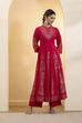 Red Poly Viscose Anarkali Kurta Set image number 0