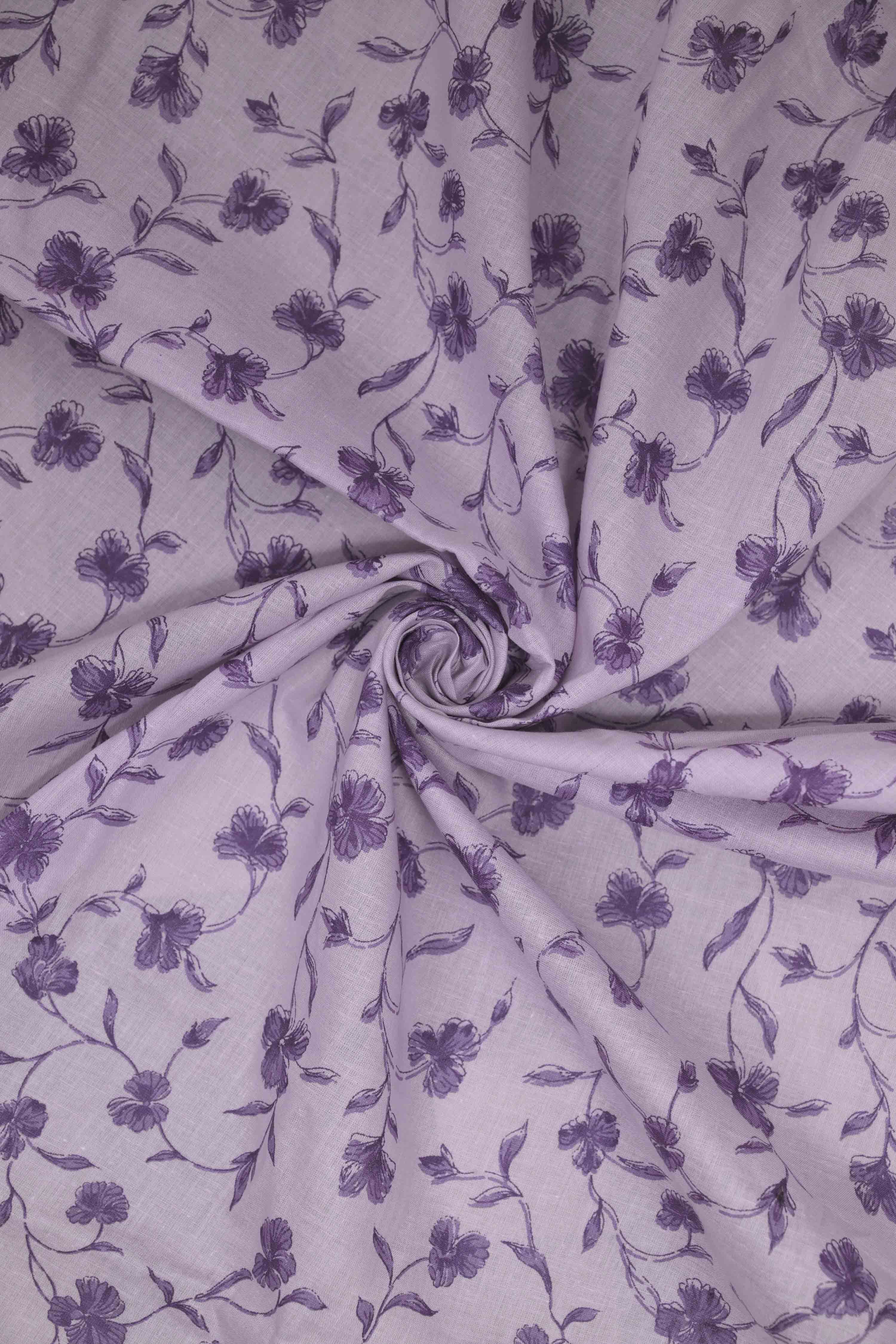 Lilac Cotton Printed Unstitched Suit Set image number 2