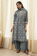 Green Cotton Printed Straight Suit Set image number 0