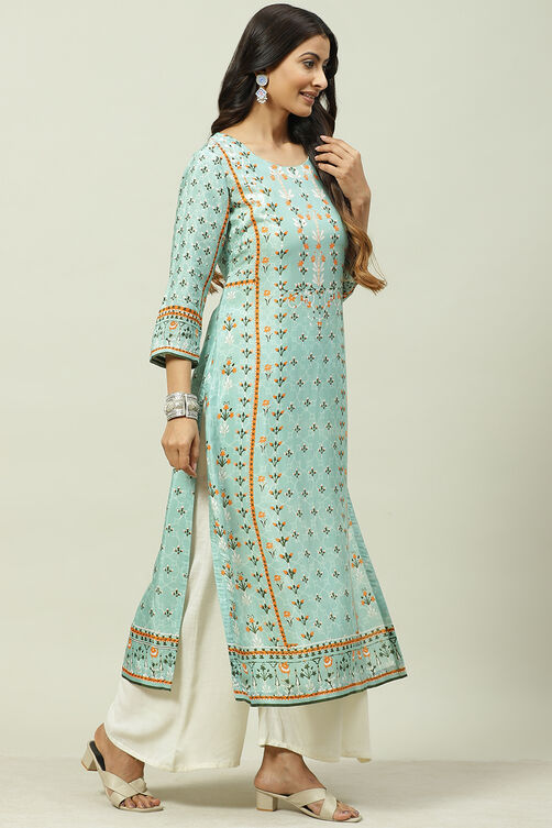 Pink Art Silk Straight Kurta image number 3
