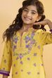 Yellow Cotton Floral Straight Kurta Set image number 1