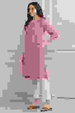 Pink Viscose Straight Printed Kurta image number 2