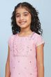 Aqua Polyester Straight Printed Suit Set image number 1