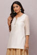 Off White Straight Art Silk Short Printed Kurti image number 2