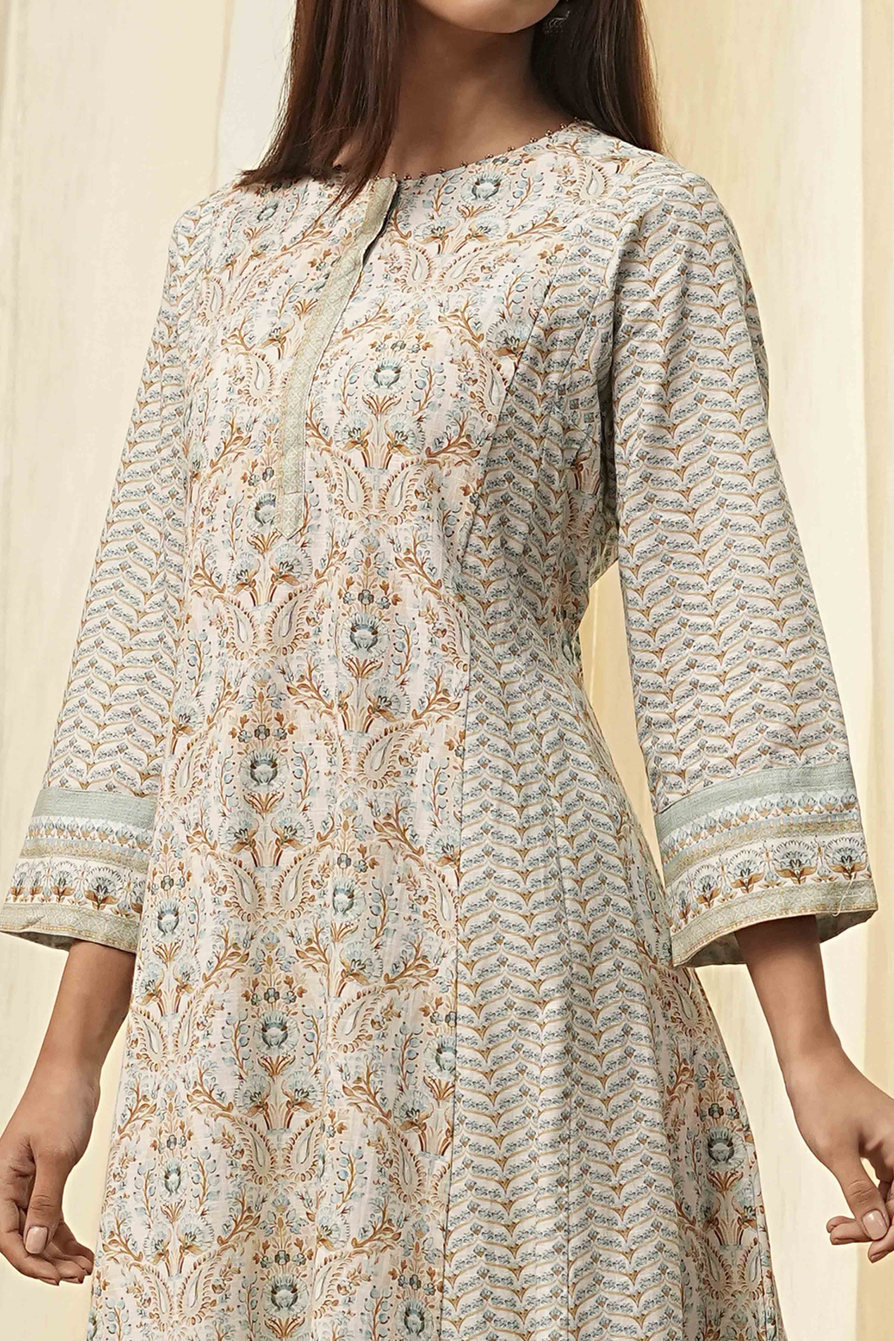 Blue Pure Cotton A-Line Kurta Set  image number 2