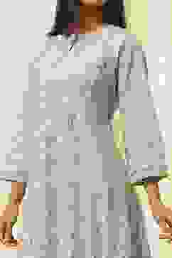 Blue Pure Cotton A-Line Kurta Set  image number 2