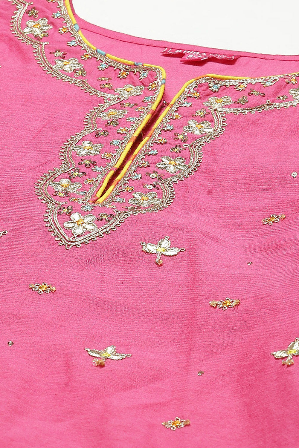 Pink Cotton Blend Straight Kurta Churidar Suit Set image number 1