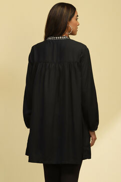 Black Viscose Blend Regular Fit Straight Kurti image number 3