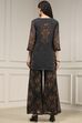 Charcoal Black Printed Straight Suit Set image number 4