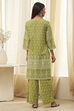 Mehendi Green Cotton Printed Straight Suit Set image number 4