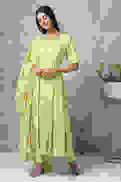 Yellow Cotton Anarkali Suit image number 0