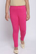 Hot Pink Cotton Lycra Solid Leggings image number 0