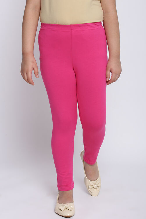 Hot Pink Cotton Lycra Solid Leggings image number 0