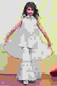 Turquoise and White Cotton Straight Suit Set image number 0