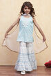 Turquoise Cotton Tiered Suit Set image number 0