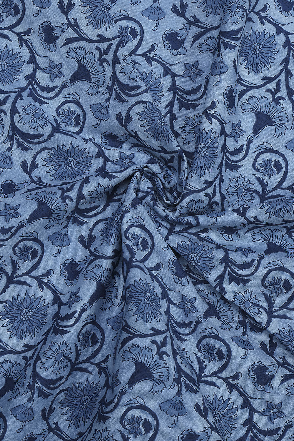 Indigo Cotton Screen Print Unstitched Suit Set image number 2