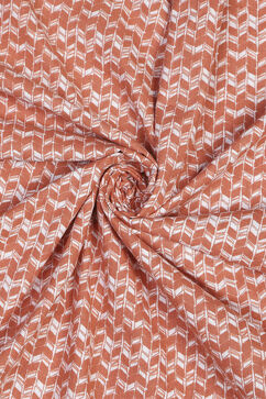 Peach-Colored Cotton Printed Unstitched Suit Set image number 3