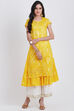 Red Cotton Flared Printed Kurta image number 3