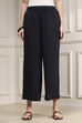Charcoal Viscose Rayon Straight Solid Palazzo Pants image number 4