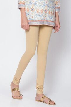Beige Cotton Solid Churidar image number 0